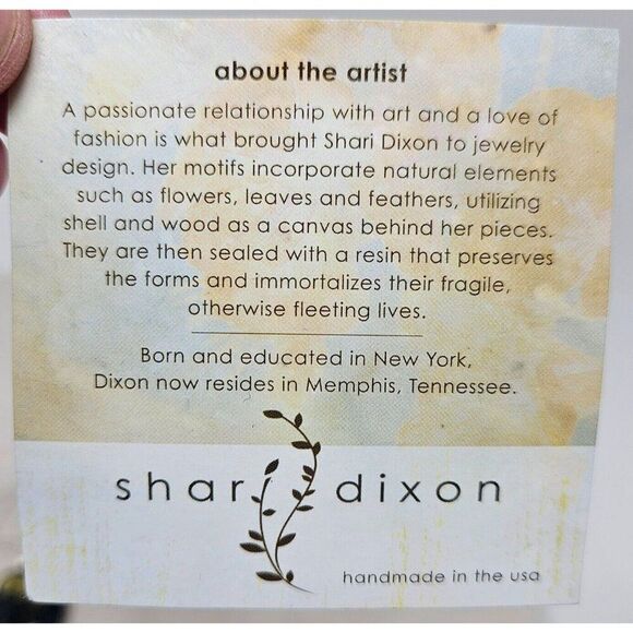 SHARI DIXON Pressed Flower Pendant Necklace Length 16-18" Silver Toned January - Picture 7 of 8